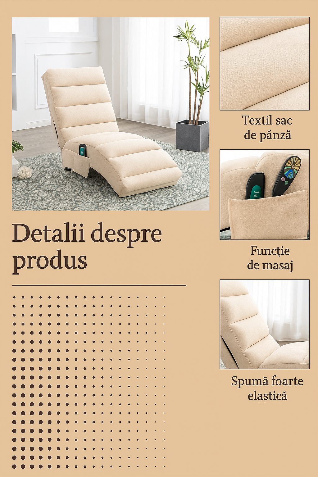 Canapea masaj electric – 5 moduri, cu telecomandă