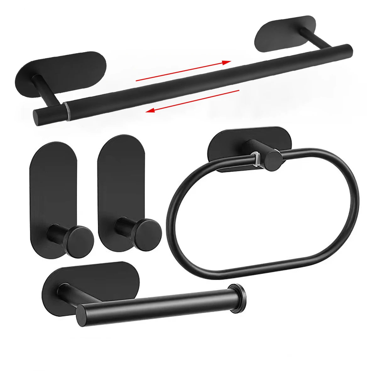 Set Accesorii Baie din Oțel Inoxidabil – Fără Găurire, Suport Prosop, Hârtie Igienică, Agățătoare