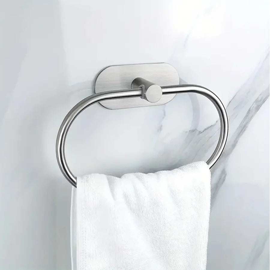 Set Accesorii Baie din Oțel Inoxidabil – Fără Găurire, Suport Prosop, Hârtie Igienică, Agățătoare